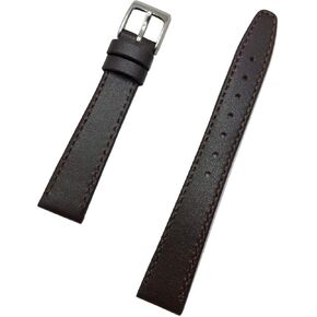 14mm Dark Brown Genuine Leather Watchband | Smooth, Flat, Elegant Stitched Calf Leather Replacement Wrist Watchstrap that brings New Life to Any Watch (Womens Standard Length)