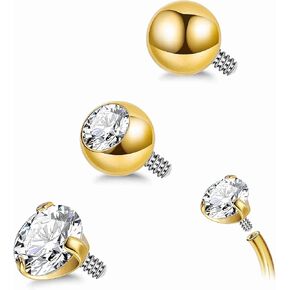3pcs 14g كرات استبدال التيتانيوم لثقب زر بطن داخلي الخيوط الثقب CZ الحلمة اللسان الحلقة الصناعية أعلى الأجزاء المجوهرات 5 ملم