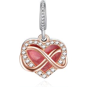 Love Gold Charms 925 Sterling Silver for Women Bracelets and Necklaces Dangle Beads Mothers Day Jewelry for Mom