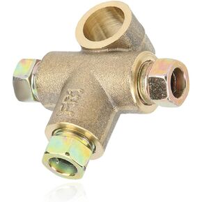 Brass 3 Way T-Shape Brake Tee, Universal Auto M10 T-Shape Brake Line Fitting, Fits for 3/16" Pipe, Car Accessories