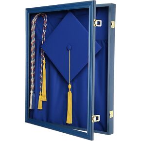 17 "x23" التخرج ، إطار الظل ، إطار عرض الخشب الكبير مع دبابيس عصا معلقة ، مربع ذاكرة التخرج من أجهزة التخرج لدبلوم ثوب الغطاء ، سرق الأسلاك (الأزرق)