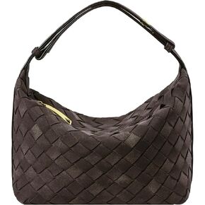 Suede Leather Handbag for Women, Leather Woven Bag, Small Clutch Bag Suede Handbag, Underarm Purse Top-Handle Handbag