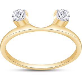 SAVEARTH DIAMONDS 1/5 Carat Round Cut Lab Created Moissanite Diamond Two Stone Enhancer Guard For Engagement Wedding Ring In 14K Gold Plated 925 Sterling Silver (Color : G-H, Clarity: VVS1, 0.20 Cttw)