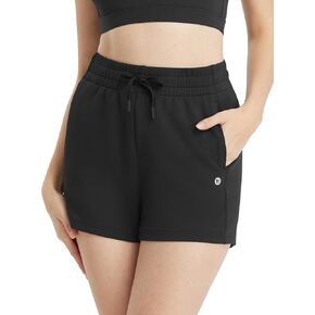baleaf Women's 4" High Waisted Workout Shorts with Pockets Elastic Athletic Gym Running Yoga Shorts Modal Soft