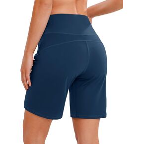 Quenteen Bermuda Shorts for Women 9" Knee Length Athletic Sweat Shorts High Waisted Yoga Jogger