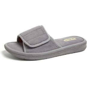 Dearfoams Men's Adjustable Indoor/Outdoor Memory Foam Machine Washable Summer Slide Slipper
