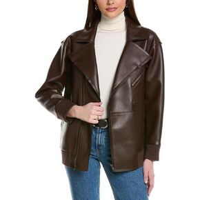 Women's Vegan Leather Oversized Raw Edge Moto
