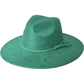 قبعة Fedora للرجال ، Classic Suede Wide Brim Panama Hat Jazz Casual Party Rancher Cap