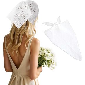 أبيض الشعر Bandana Bandana for Women ، Floral Head وشاح ترابط الشعر الأوشحة العصرية ثلاثية