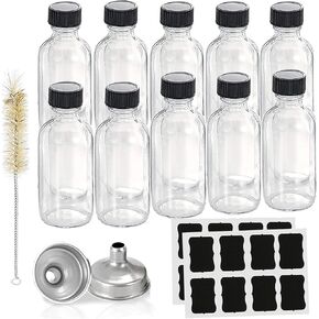 20pack Shot Bottles With Caps,Whiskey Sample Bottles 2oz Glass Shot Wellness Bottles for Homemade Liquor,Juice,Ginger Shots,Potion,Vanilla Extract,Tincture,With Funnels,Labels,Brush,No Leakag