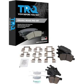 TRQ Brake Pads Ceramic متوافقة مع 2011-2018 Volvo S60 2016-2018 S60 Cross Country 2007-2016 S80 2015-2018 V60 V60 Cross Country 2008-2010 V70 2008-2016 XC70