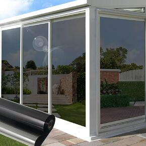 نافذة فيلم حظر حرارة واحدة في اتجاه Window Privacy Film See Out on Blue Silver 17.7 "X118" Home Window Film Sun Locking Heat Replyactive Windows Sticker for Balcony Office Car House