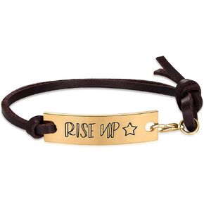 MIXJOY Hamilton Broadway Musical Merchandise Gifts Rise Up Brown Leather Bracelet Jewelry for Teen
