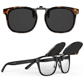Goiteia Oversized Polarized Clip on Sunglasses over Prescription Glasses for Women Men, Round Stylish Framed Like Sunglasses