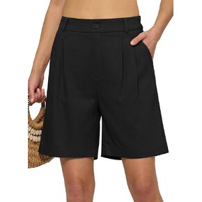 Willit Women's Linen Shorts Wide Leg Dress Casual Summer Pleated Shorts High Waisted with Pockets 7" 10"