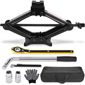 Car Jack Kit Scissor Jack للسيارة 1.5 طن (3307 رطلاً) مجموعة طوارئ Universal Car Universal Car Univers