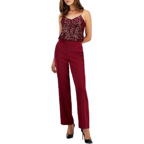 Anne Klein Womens Pocket Satin Wide Leg Pants