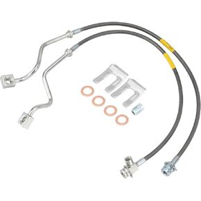 2PCS Front Extended Brake Lines, Stainless Steel Brake Line 89705 Compatible with 1999-2004 Ford Super Duty F250/F350, Fit for 4"-8" Suspension Lift