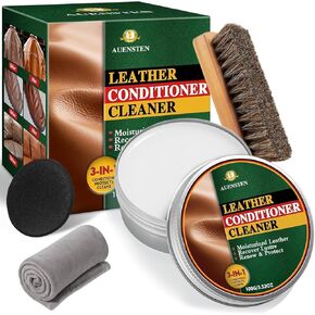 Mink Oil Leather Conditioner, Leather Cleaner and Conditioner with Sponge, All-Natural Leather Softener and Leather Care Restore Boots, Shoes, Purses, Bags, Couch, Furniture Leather Cleaner (3.53 Oz)
