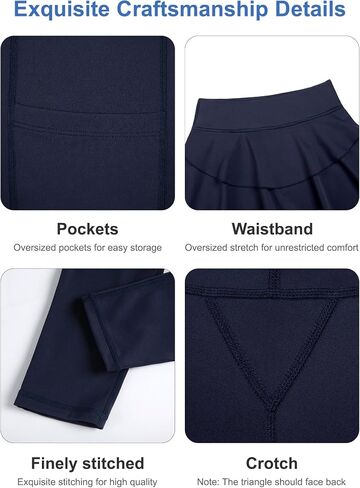 DIPUG Girls Leggings with Side Pockets Ruffle Skirt Stretchy Comfortable for School and Sports in Saudi Arabia