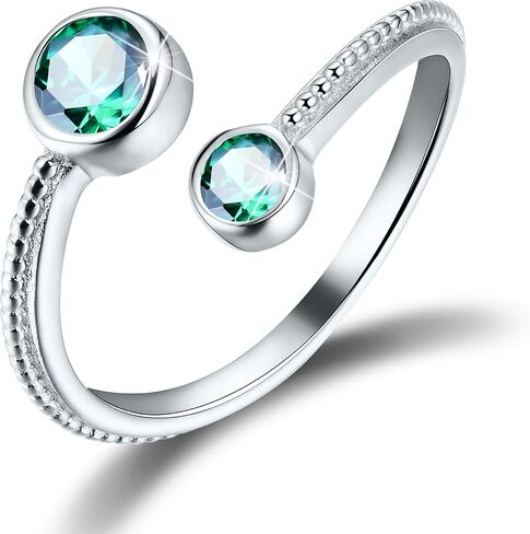 S925 Sterling Silver Birthstone Adjustable Ring January Birthstone Birth Month Open Ring Birthday Gifts for Women in Saudi Arabia