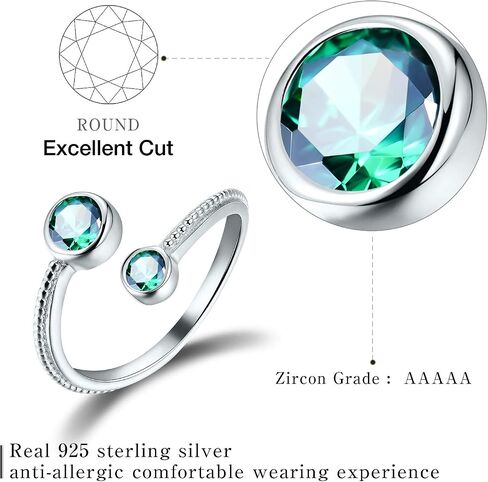S925 Sterling Silver Birthstone Adjustable Ring January Birthstone Birth Month Open Ring Birthday Gifts for Women in Saudi Arabia