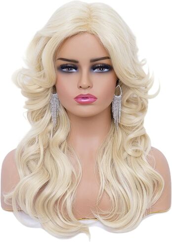 Rugelyss Vintage Wigs Blonde Wig for Women Lady Natural Layered Synthetic Full Wigs for 70s Cosplay Costume Disco Hair Wig in Saudi Arabia