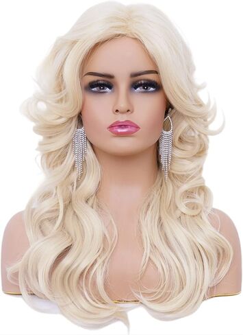 Rugelyss Vintage Wigs Blonde Wig for Women Lady Natural Layered Synthetic Full Wigs for 70s Cosplay Costume Disco Hair Wig in Saudi Arabia