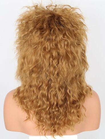Womens Blonde Long Curly 80s Rocker Mullet Wig Halloween Party Costume Wig in Saudi Arabia
