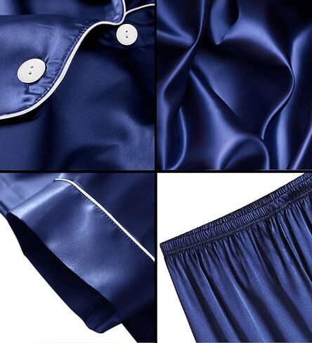 SWOMOG Kids Satin Pajamas Sets Girls Boys Button-Down Pjs Short Sleeve Silk Nightwear 2 Piece Lounge Sets in Saudi Arabia