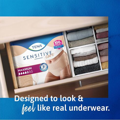 TENA Sensitive Care Adult Incontinence Underwear for Women, Maximum, Large, Beige, Disposable, 80 Count (New Sizing) in Saudi Arabia