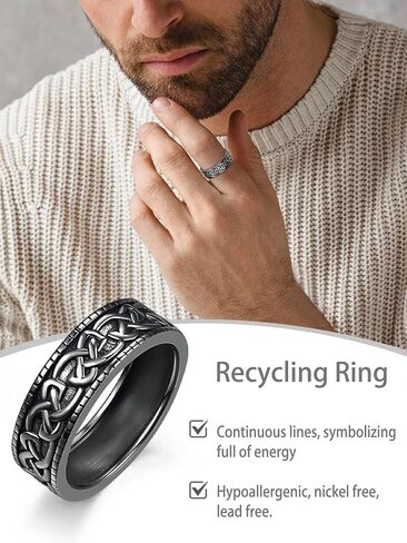 Celtic Knot Mens Rings, Men Wedding Band, Anniversary & Wedding Promise Jewelry Gifts Ring for Men, Interwoven Knots, Endless Knot, Spirals in Saudi Arabia