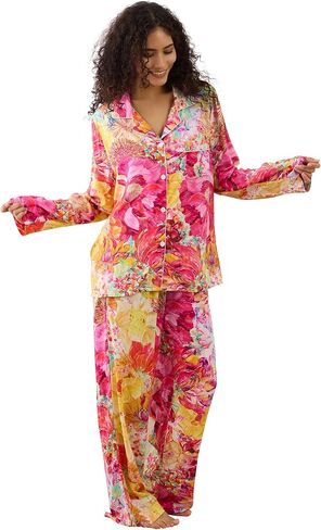 Womens Pajamas Set 2 Piece Long Sleeve Sleepwear Button Down Pjs Lounge Set Nightwear with Pockets in Saudi Arabia