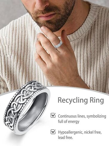 Celtic Knot Mens Rings, Men Wedding Band, Anniversary & Wedding Promise Jewelry Gifts Ring for Men, Interwoven Knots, Endless Knot, Spirals in Saudi Arabia