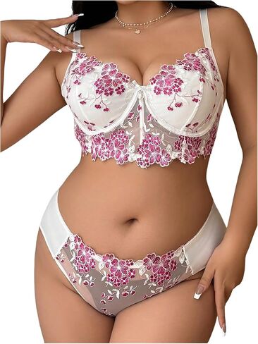 Oyoangle Women's Plus Size 2 قطعة الملابس الداخلية مجموعة الملابس الداخلية للملابس الداخلية in Kuwait
