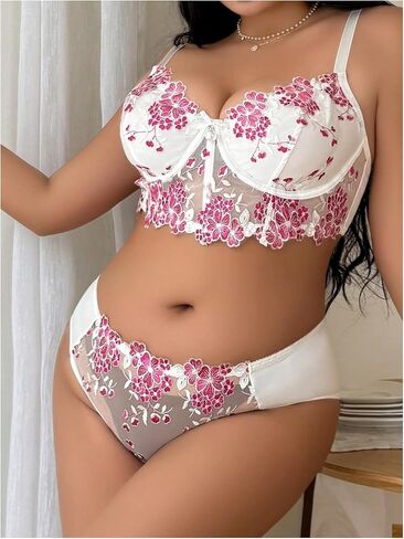 Oyoangle Women's Plus Size 2 قطعة الملابس الداخلية مجموعة الملابس الداخلية للملابس الداخلية in Kuwait
