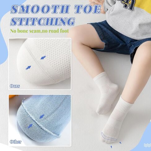 DoSmart Kids Ankle Socks Boys Girls Youth Teen Athletic Short Cotton Breathable Quarter Seamless Running Sock 6 Pairs in Saudi Arabia