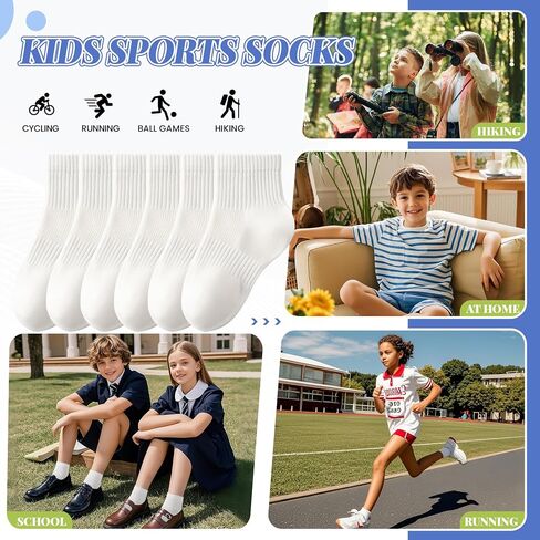 DoSmart Kids Ankle Socks Boys Girls Youth Teen Athletic Short Cotton Breathable Quarter Seamless Running Sock 6 Pairs in Saudi Arabia