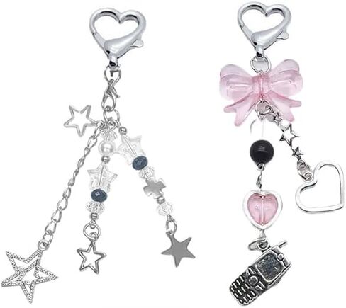 Cute Keychain Aesthetic Y2K Keychain Accessories Heart Butterfly Strawberry Bear Key Chain for Keys Bags Women Gifts in Saudi Arabia