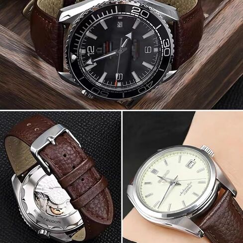 Genuine Leather Watch Band Hand-Stitched Texture Padded Italian Leather Strap Quick Release 12mm 13mm 14mm 15mm 16mm 17mm 18mm 19mm 20mm 21mm 22mm 23mm 24mm Replacement Band for Women Men in Kuwait