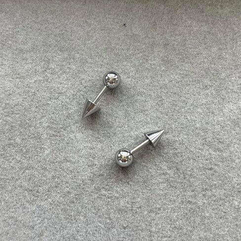 16G 14G 2PCs Silver Spike and Ball Cartilage Earring, Silver Spike Helix Piercing Jewelry, Spike Helix Earring, Cartilage Earring, Industrial Barbell in Saudi Arabia