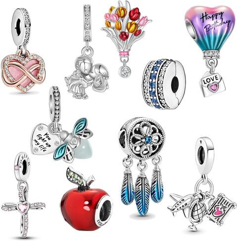 10 Pack Charms Sets 925 Sterling Silver fits Bracelets and Necklace Pendant Bead Charms Jewelry Gift for Women Family Friends in Saudi Arabia