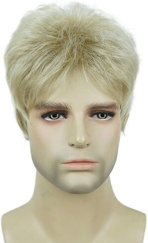 Lydell Men Wig Natural Short Straight Hair Synthetic Full Wigs (Natural Black) in Saudi Arabia