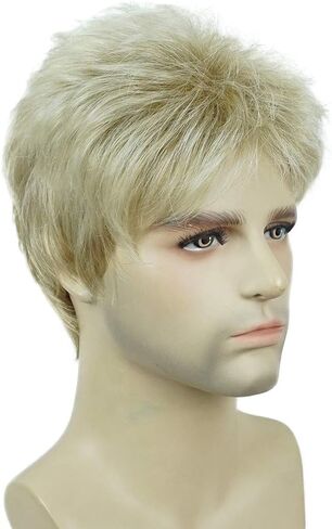 Lydell Men Wig Natural Short Straight Hair Synthetic Full Wigs (Natural Black) in Saudi Arabia