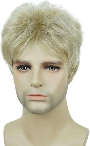 Lydell Men Wig Natural Short Straight Hair Synthetic Full Wigs (Natural Black) in Saudi Arabia