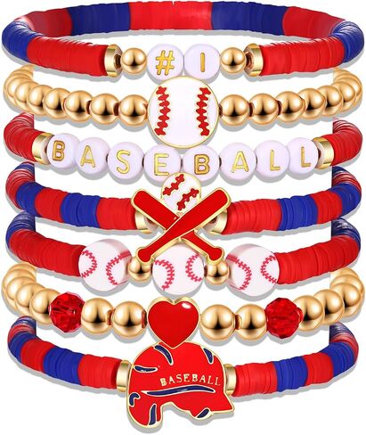 NVENF Baseball Bracelets for Women Stackable Orange Navy Game Day Heishi Bracelets Preppy Friendship Sports Bracelet Softball Baseball Jewelry Accessories Party Favors Gifts in Saudi Arabia