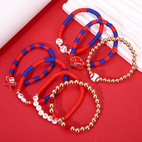 NVENF Baseball Bracelets for Women Stackable Orange Navy Game Day Heishi Bracelets Preppy Friendship Sports Bracelet Softball Baseball Jewelry Accessories Party Favors Gifts in Saudi Arabia