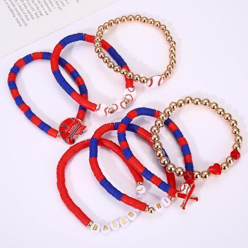NVENF Baseball Bracelets for Women Stackable Orange Navy Game Day Heishi Bracelets Preppy Friendship Sports Bracelet Softball Baseball Jewelry Accessories Party Favors Gifts in Saudi Arabia
