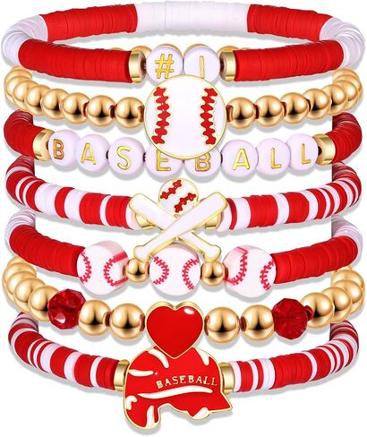 NVENF Baseball Bracelets for Women Stackable Orange Navy Game Day Heishi Bracelets Preppy Friendship Sports Bracelet Softball Baseball Jewelry Accessories Party Favors Gifts in Saudi Arabia