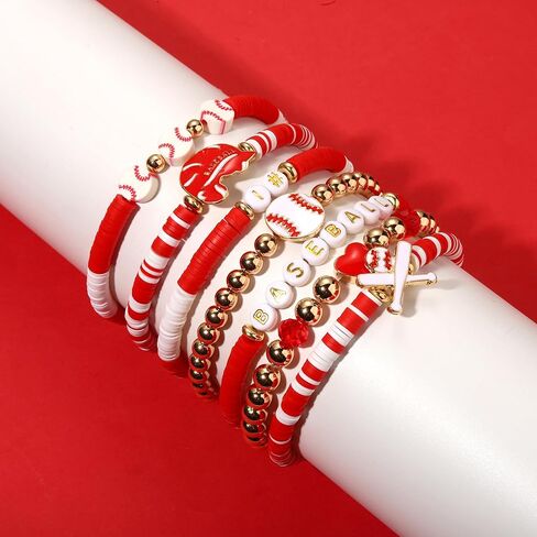 NVENF Baseball Bracelets for Women Stackable Orange Navy Game Day Heishi Bracelets Preppy Friendship Sports Bracelet Softball Baseball Jewelry Accessories Party Favors Gifts in Saudi Arabia